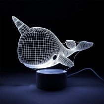 Narwhal 3D Optical Illusion Night Light withTouch control, LED Table Desk Lamp with 7 Colour Changing options, USB Powered, Desk, Night Light for Kids Friends & Family Ideal Gift