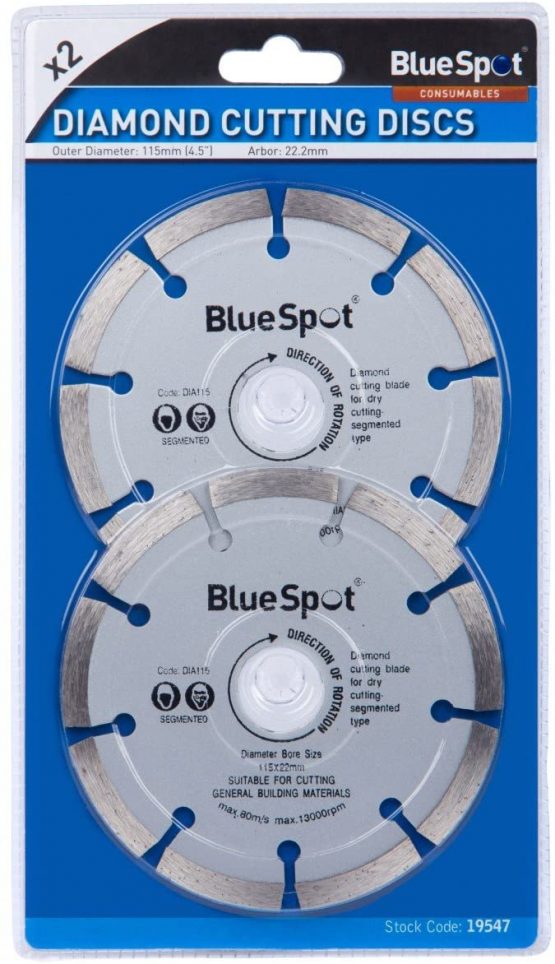 Blue Spot 19547 2 Piece 4 1/2 Inch Diamond Cutting Disc Set