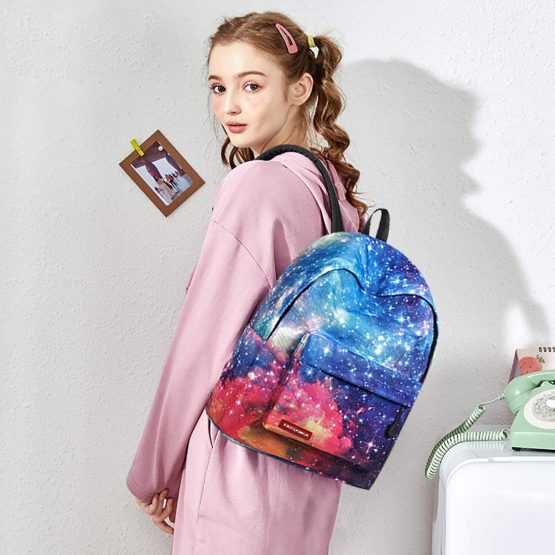 FANDARE Casual Daypack Backpacks Galaxy School Bag for Girls Boys High College Teens Knapsack Men Boy Women Travel Laptop Rucksack College Bookbag Waterproof Polyester Blue - Image 2