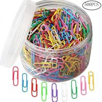 kuou 500 Pcs Coloured Paper Clips, Plastic-Coated Metal Paperclips Paper Clips Clamps with Box for Office School Stationery Document, Small Paper Clips(33mm, Assorted Color)