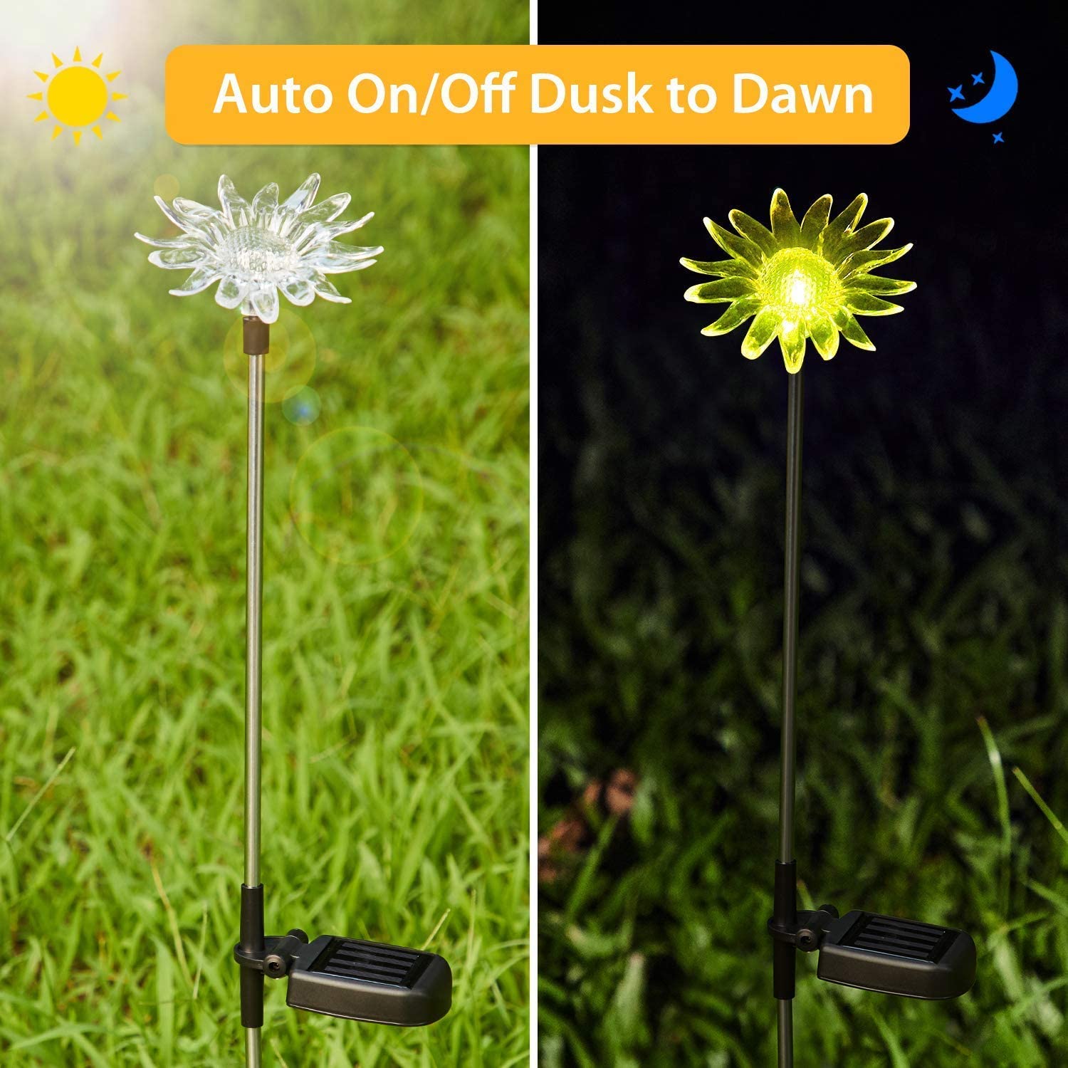 Solar Rose Flower Lights, OxyLED 3 Pack 12Head 7 Color Changing Solar
