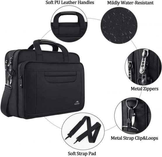 MATEIN Laptop bag, 15.6 inch Multifuntional Business Computer Laptop Case, Unisex Spacious Laptop Sleeve Shoulder Messenger Bag for Women and Men, Universal Nylon Briefcase Bag for Notebook - Black - Image 4