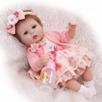 Pinky Lovely Soft Silicone Vinyl 17" 43cm Baby Doll Real Life Like Reborn Realistic Newborn Nurturing Dolls Toy Magnet Pacifier Xmas Gift