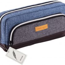Canvas Pencil Case, Fuyao 3 Pockets Large Capacity Office School Stationery Pen Bag Pencil Holder Cosmetics Pouch Coin Purse for Teenage Boys Girls Gift (Blue)