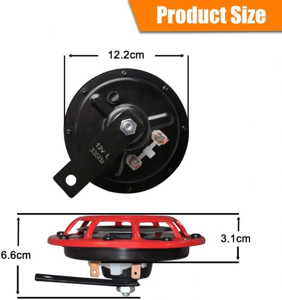 GAMPRO Car Horn Kit 12V 135db Super Loud High Tone and Low Tone Metal Twin Horn Kit with Bracket for Cars Trucks SUVs RVs Vans Motorcycles Off road Boats(Red) - Image 2