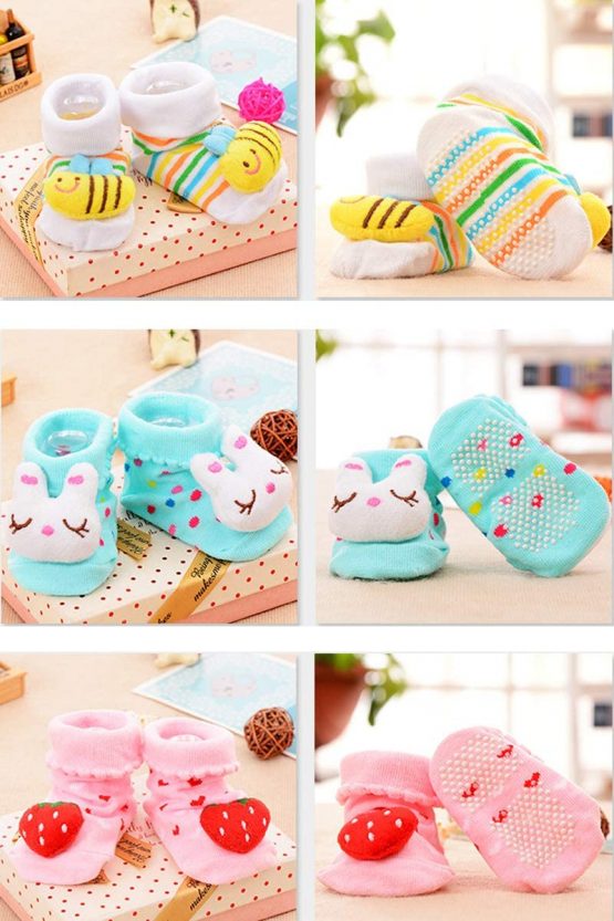Z-Chen Baby Boys Girls 3D Cartoon Anti-Skid Baby Booties Sock Slippers (Set of 6), Set B, 9-18 Months - Image 2