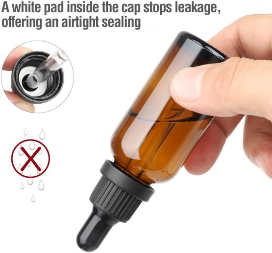 Hyber&Cara Amber Glass Bottle with Glass Pipette, 6 X 30ml / 1oz Dropper Bottles Refillable for Essential Oil Aromatherapy Blends - Image 3