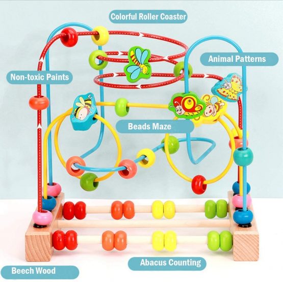 Jacootoys Toddlers Bead Maze Roller Coaster Animal Circle Toys Educational Abacus Beads Game for Boys Girls Baby Gift - Image 4