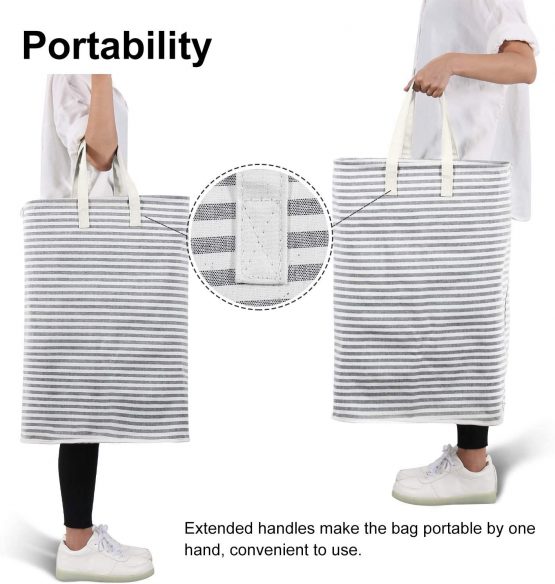 Lifewit 72L Freestanding Laundry Hamper Large Laundry Basket Clothes Hamper with Extended Handles for Storage Clothes Toys in Bedroom, Bathroom, Foldable, Grey - Image 3