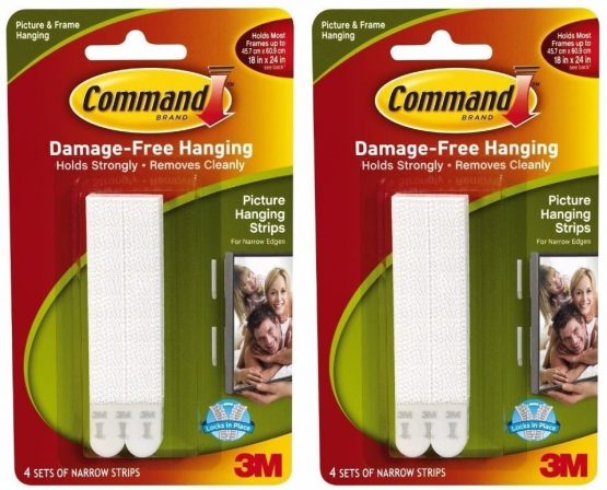 Command Narrow Picture Hanging Strips, White, 8-Sets