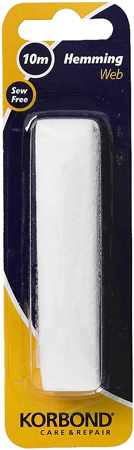 Korbond Hemming Web 10m x 2cm, White, Invisible Mending Tape for Fabric, Iron On Hem Tape