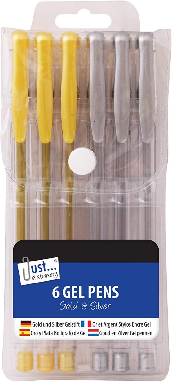 Just stationery Gel Ink Pen - Silver/Gold (Set of 6), 1224