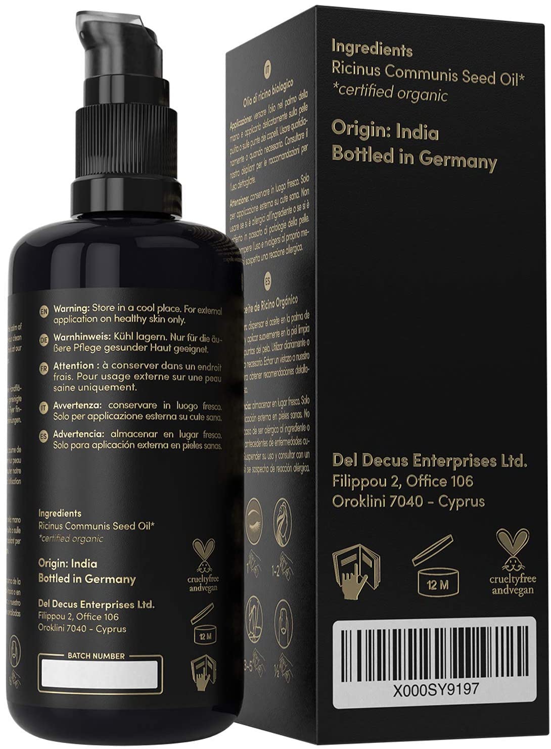 Satin Naturel 200ml Castor Oil Organic Hair Growth Oil, Natural Hair & Eyelash Growth Serum, Castor Oil for Eyelashes - Image 2