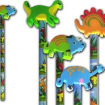 Dinosaur Pencil and dinosaur rubber stationery & party bag filler x 6
