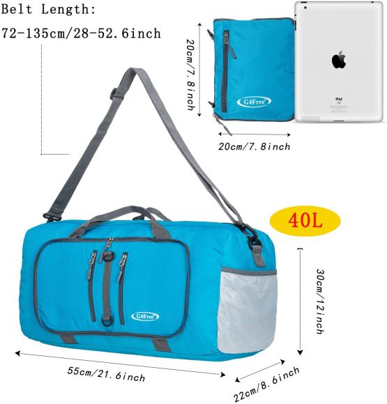G4Free 40L Foldable Travel Duffle Bag Lightweight Sports Backpack 22 Inch Luggage Tote Bag for Sports Gym Swimming - Image 2