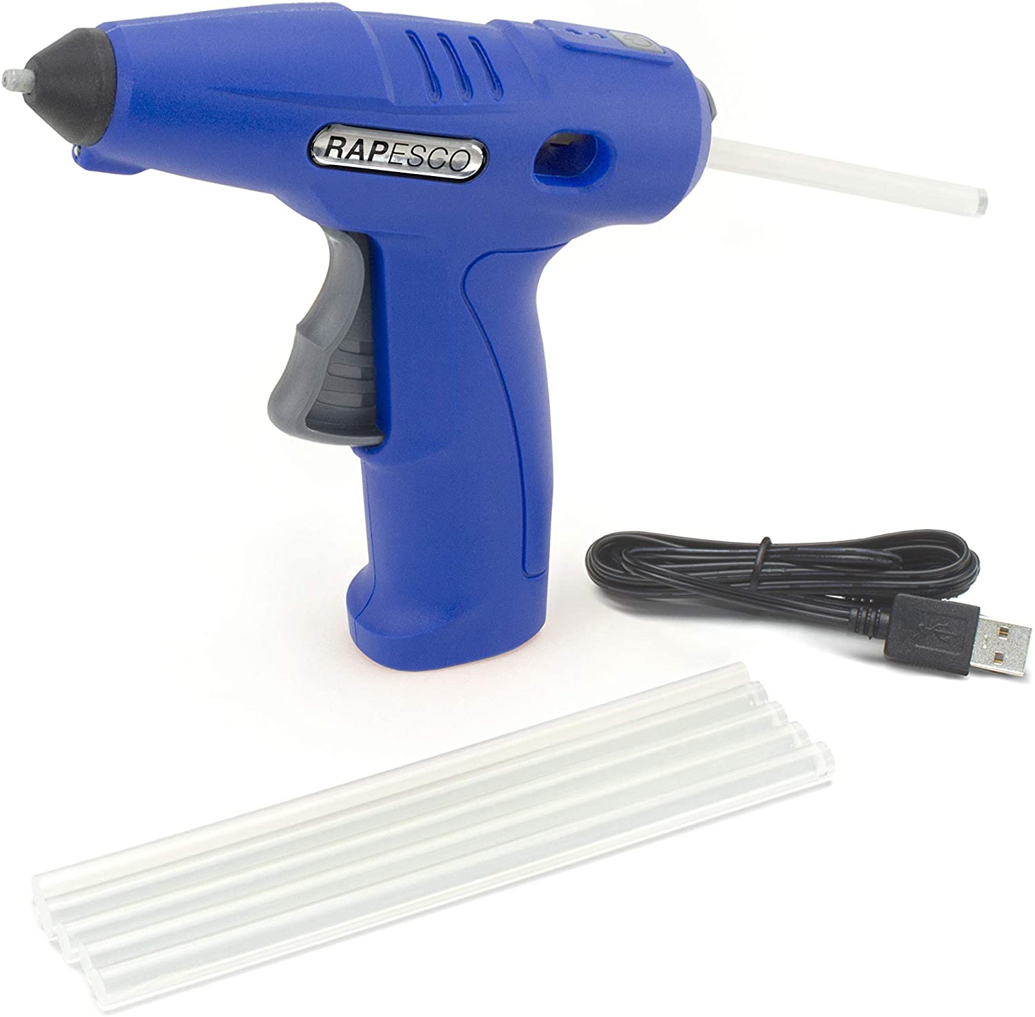 Rapesco 1567 G4-7 USB Cordless Electric Hot Melt Glue Gun, Blue