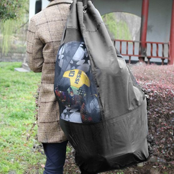NATUCE Extra Large Waterproof Mesh Ball Bag Heavy Duty Football Shoulder Bag Drastring Bag for Basketball Volleyball Soccer Rugby Net Ball Carrying Storage Sack Holds 15 Balls - Image 3