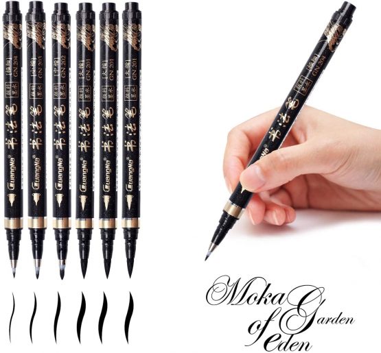 Calligraphy Pens - Reastar 6 PCS Calligraphy Set for Beginners, Refill Brush Pens Calligraphy - For Lettering, Beginners Writing, Signature, Watercolor Illustrations, Design And Art Drawing (4 Sizes) - Image 4