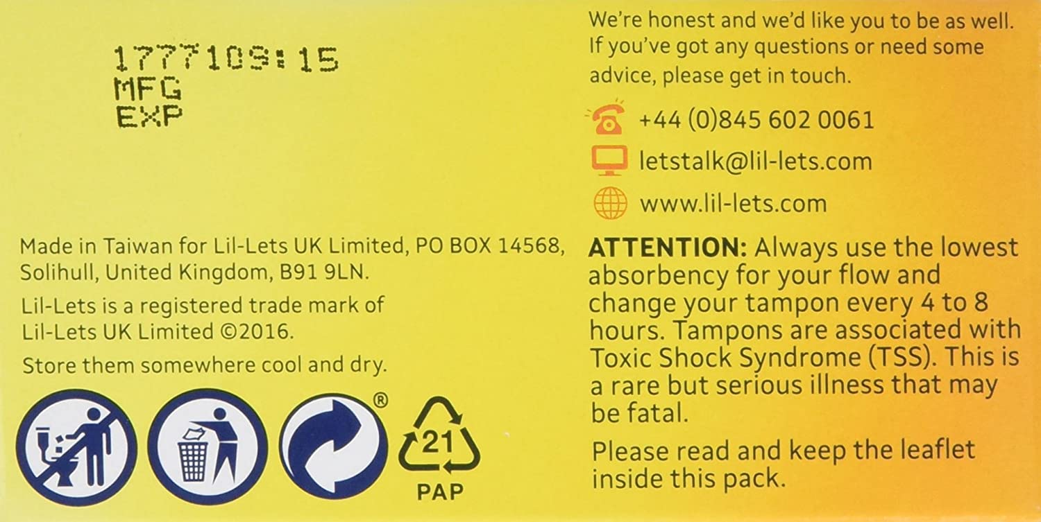 Lil-Lets Non-Applicator Regular Tampons, 32 Count (Pack of 1), for Light to Medium Flow 2 Droplets, Plant-Based - Image 3