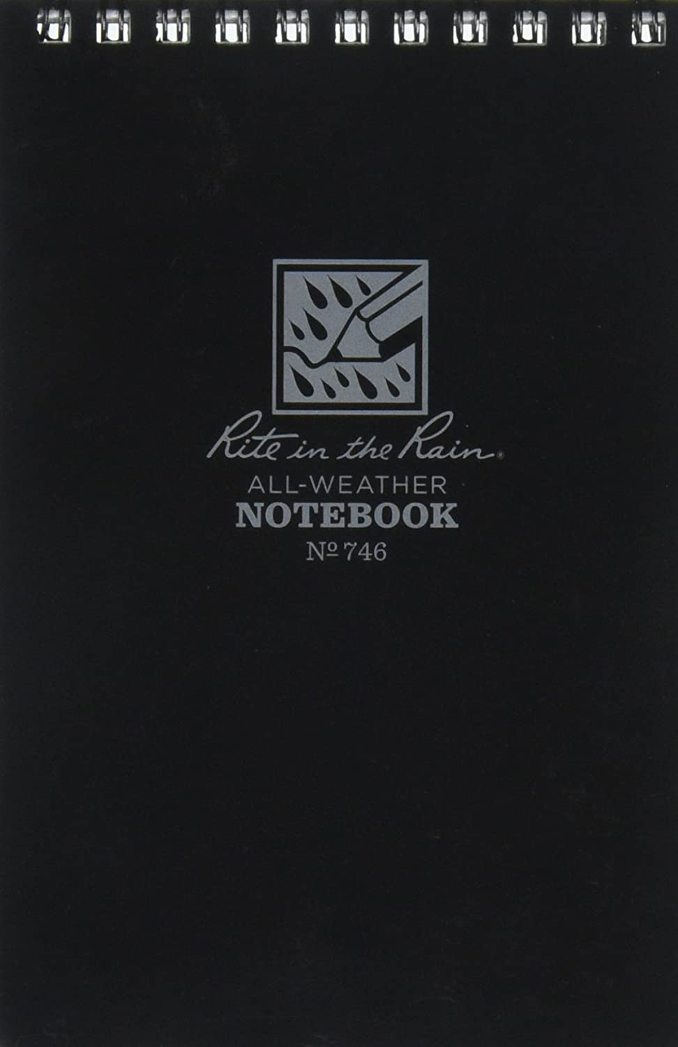 Rite in the Rain Waterproof Paper Pocket Notebook Top Spiral Bound 4 x 6 Inch Cover Black Polydura 19 Gauge 100 Pages 50 Sheets Wire-o Binding Imperial & Metric Rulers Covnersaion table & Map Scale - Image 2