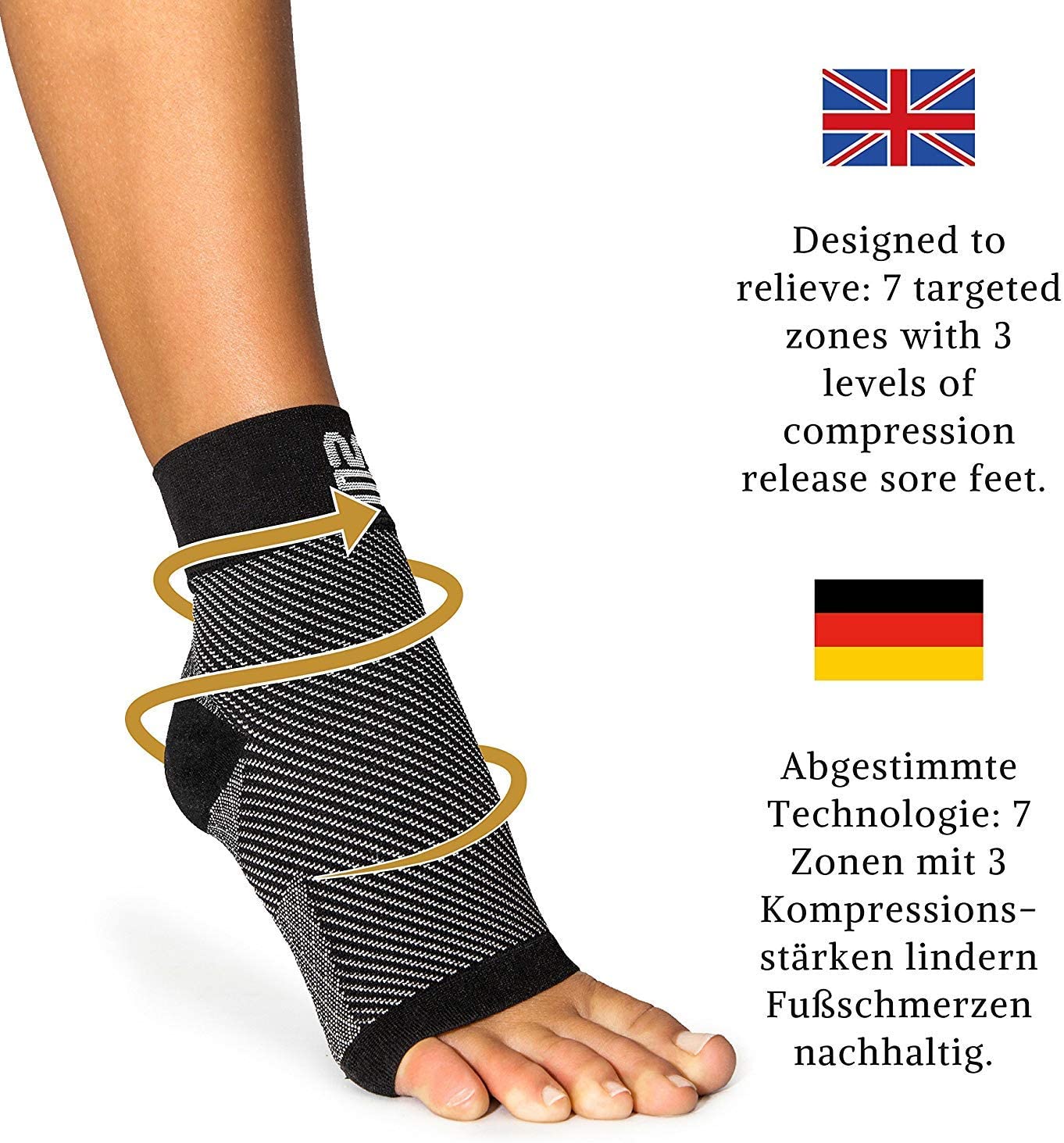 Modetro Sports Ankle Support Socks S/M, Toeless, Foot Compression