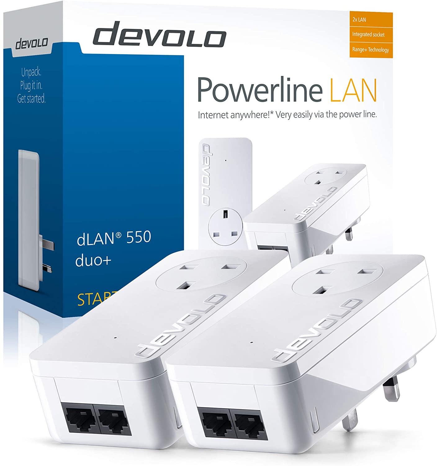 Devolo Dlan 550 Duo+ Powerline Starter Kit (500 Mbps, 2 X Plc Homeplug Adapters, 2 X Lan Ports, Pass Through, Internet Signal Booster, Ethernet Access Over Power Line) - Image 4
