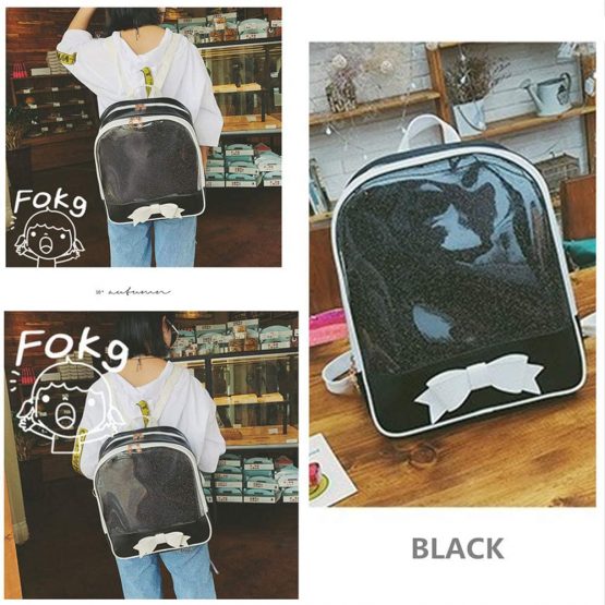 Ita Bag Backpack Girls Cute Candy Leather Bag Purse School Bag Summer Beach Bag Purse with Bowknot Transparent Windows for DIY Decors - Image 4