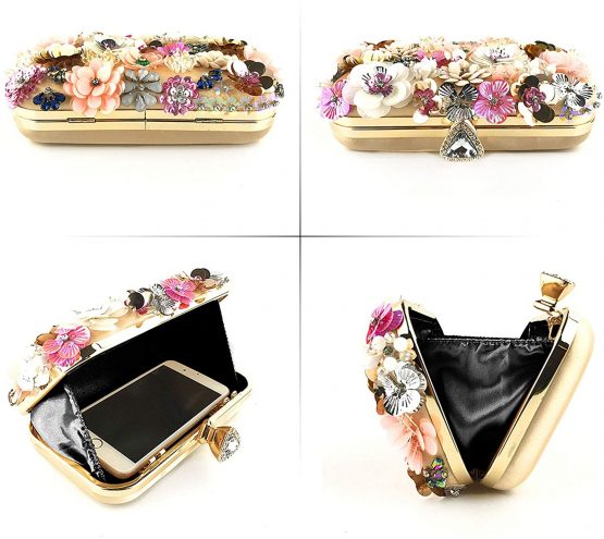 Jywmsc Women Clutches Flower Evening Handbag Chain Strap Shoulder Bag - Image 4