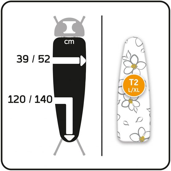 LAUNDRYSpecialist® COMFORT size L/XL (T2) 100% cotton ironing board cover with extra-thick underlayment. Suitable for all large and extra-large ironing boards - Image 2