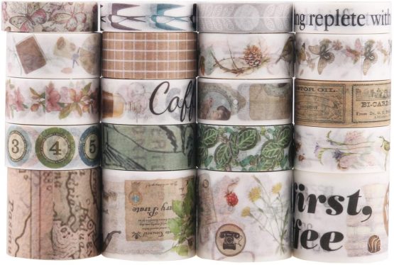 Lychii Washi Tape Set, 20 Rolls Decorative Making Tape for DIY, Journals, Daily Planners, Gift Wrapping, Office Party Supplies - Image 3