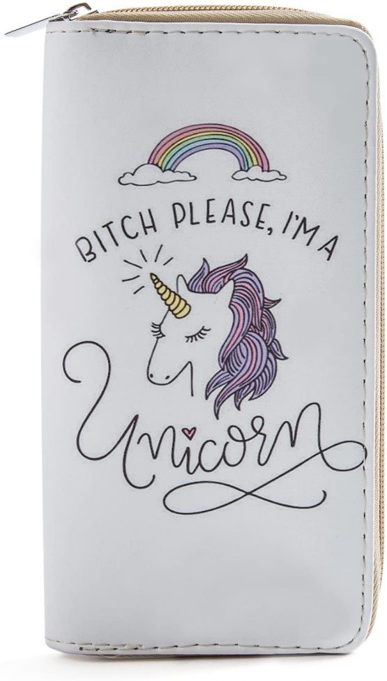 DonDon Women’s Purse Wallet Unicorn Pattern Saying I am a Unicorn
