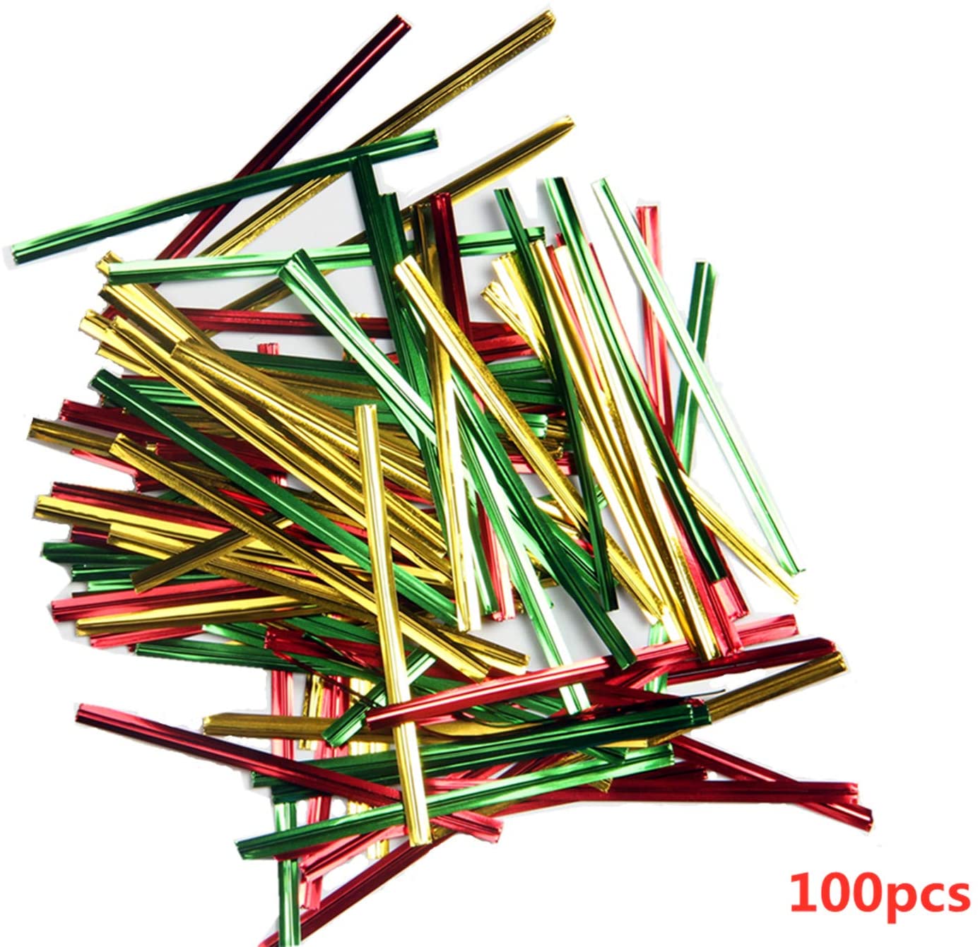 HONGCI 100Pcs Christmas Patterned Cone Cellophane Bags with 100Pcs Twist Ties,Cellophane Cone Plastic Cone Bags,Treat Candy Bags for Christmas Party Festival Favor - Image 4