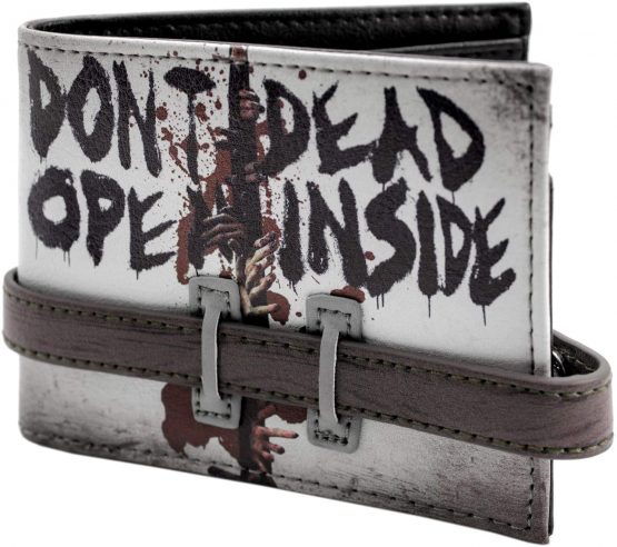 Walking Dead Dont Open Strap Buttoned Grey ID & Card Bi-Fold Wallet - Image 2