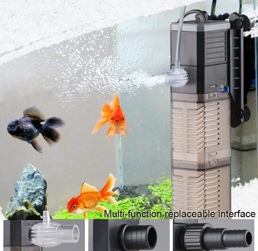 Fish Tank Filter 3-in-1 Aquarium Submersible Pump Water Pump for Fish Tank 7W 8W 20W 25W (CHJ-1502/25W), Black, White, Transparent
