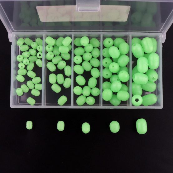 OriGlam 100pcs Soft Plastic Luminous Glow Fishing Beads, Plastic Oval Shaped Beads Round Beads Fishing Lures, Green Sea Fishing Bead Fishing Tackle Floating Tools Eggs - Image 4