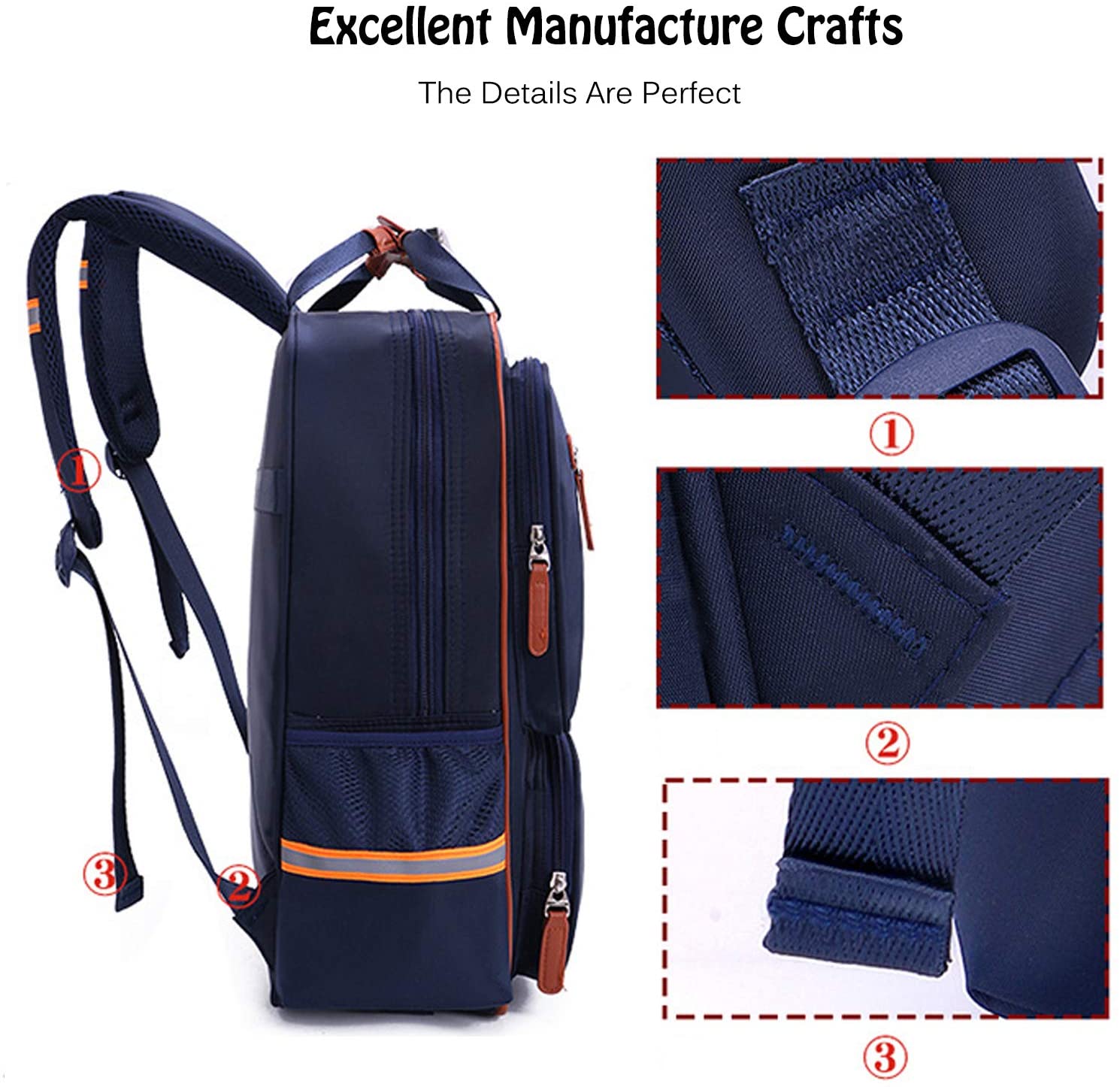 FANDARE Children's Backpack Kid Daypack Preschool School Bag for Girls Boys School Teens Knapsack Travel Rucksack College Bookbag fit 14 inch Laptop Waterproof Nylon Blue M - Image 4