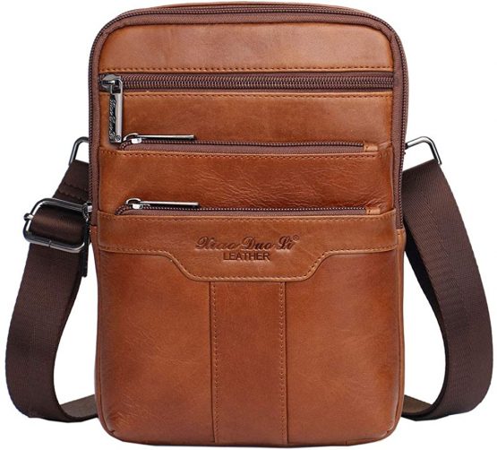 Xieben Vintage Leather Shoulder Messenger Bag for Men Travel Business Crossbody Pack Wallet Satchel Sling Chest Bags