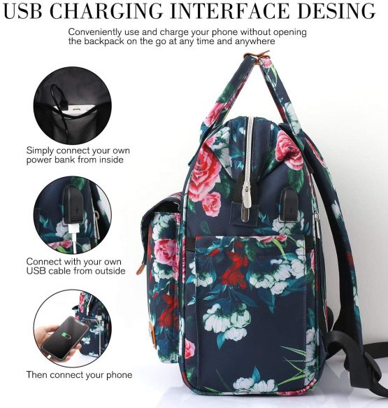 Backpack Womens, Travel School Backpack with USB Charging Port 15.6 Inch Laptop Bag for Women & Men College Students - Image 2
