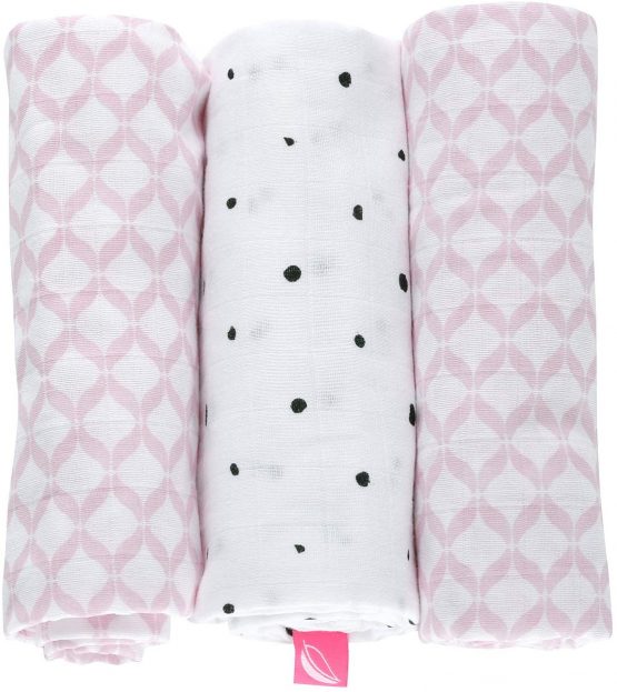 Motherhood Premium Burp Cloths, Cloth Nappies, Muslin Nappies, Set of 3, Oeko-Tex Standard 100, 100% Pure Cotton, 70 x 80 cm, Pink Classics - Image 2