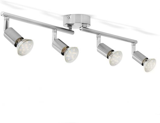 B.Kt LED Ceiling Spotlight Bar with 4X 3W GU10 Bulbs Included and rotatable and Swivel Design, Brushed Nickel - Image 2