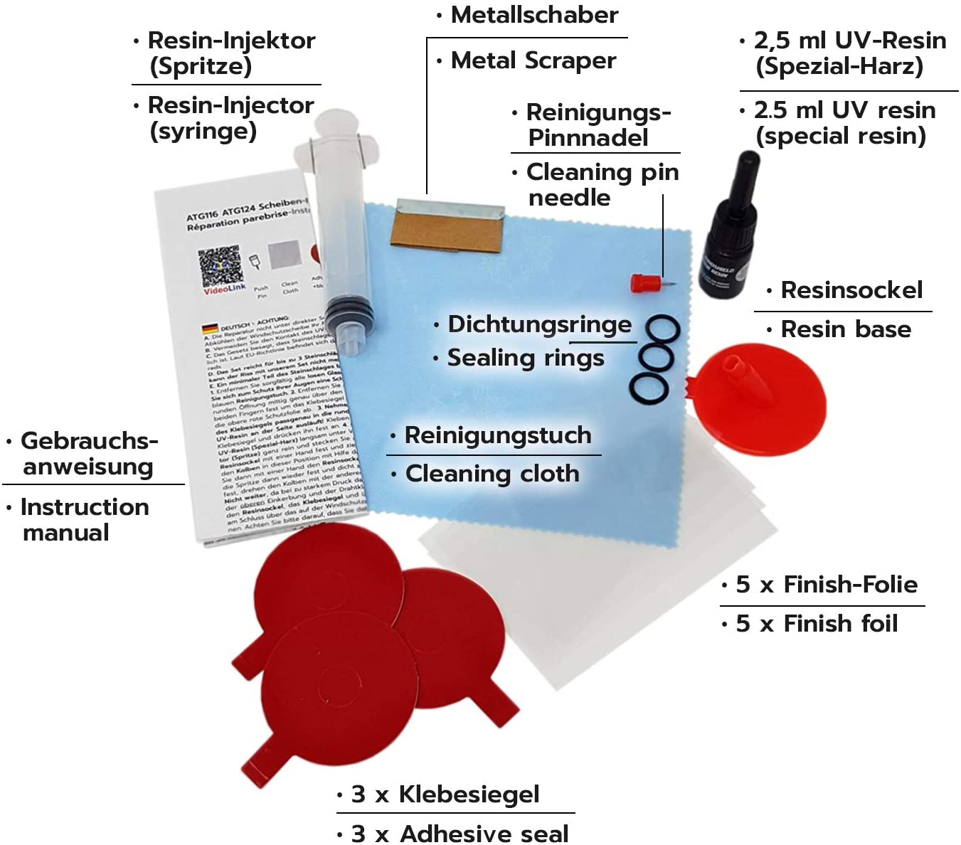 ATG® Windscreen Repair Kit with Resin, Windscreen Chip Repair Kit, Windshield Repair Kit for Car Glass - Image 2