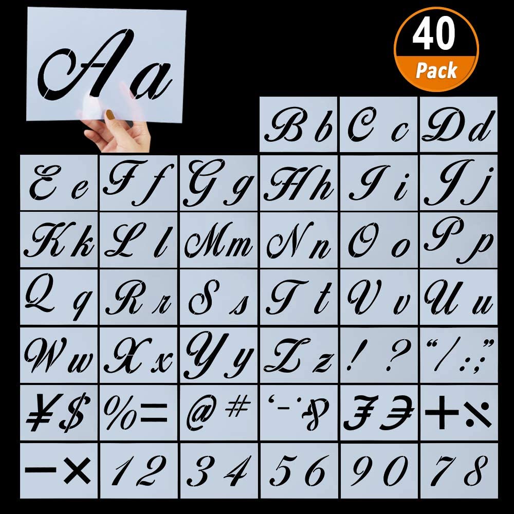 Aipaide 40 Pieces Letter Stencils For Painting On Wood Reusable