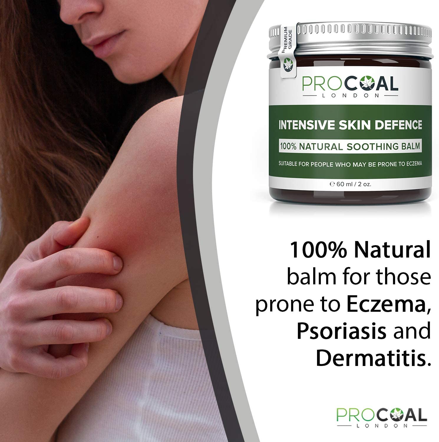 Eczema Cream, 100% Natural & Vegan Intensive Skin Defence Balm 60ml by Procoal – For Children and Adults Prone to Eczema, Psoriasis and Dermatitis, Made in UK - Image 2