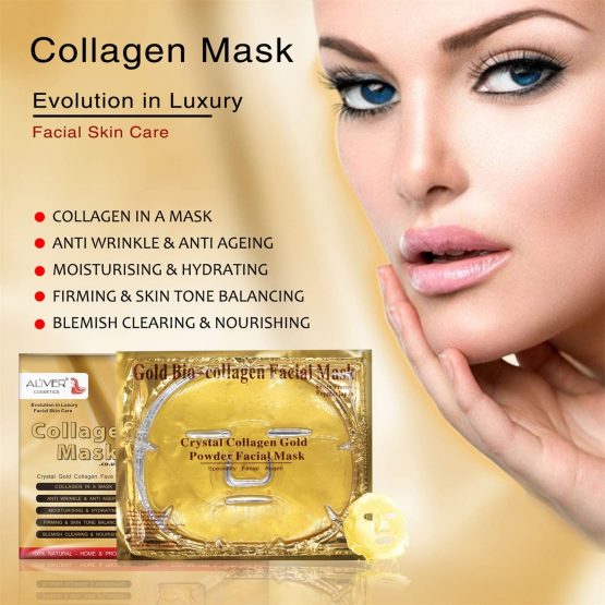 24K Gold Gel Collagen Facial Masks, 5 Packs Face Masks + 5 Pairs Gel Collagen Eye Masks+5 Pairs Lip Care Gel Masks Set for Anti-Aging & Moisturizing, Reduces Dark Circles, Nourishing Lips - Image 2