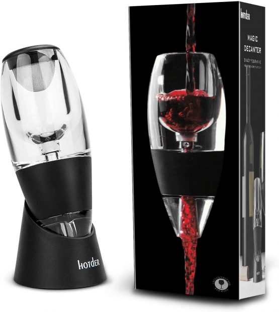 Hotder Wine Aerator Decanter with Base Gift Set for Red Wine Black for Christmas Gift