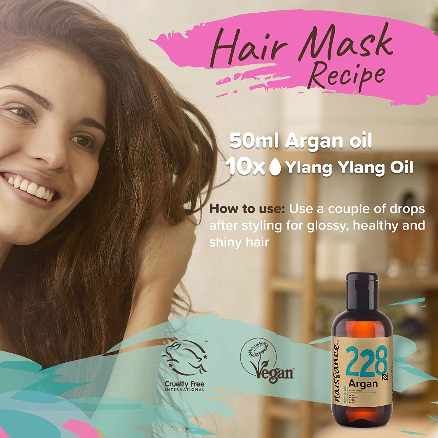 Naissance Argan Oil (no. 228) 100ml, Natural Growth Hair Mask, Anti-Ageing, Antioxidant, Vegan, Growth, Hexane Free, No GMO - Image 3