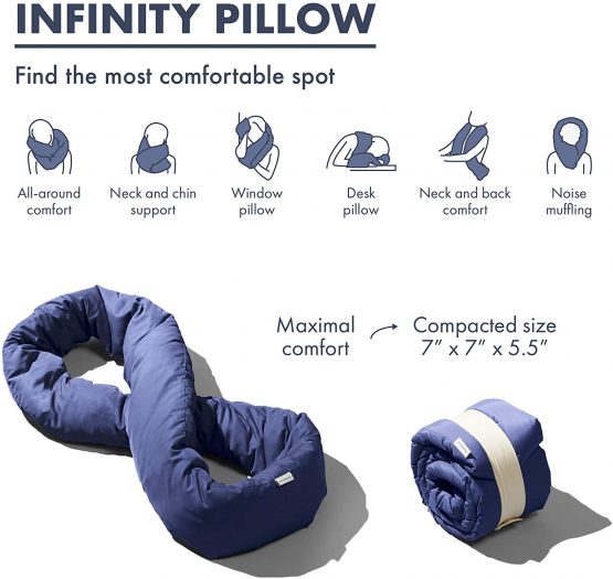 Infinity Pillow - Design Power Nap Pillow, Travel and Neck Pillow (Navy) - Image 4
