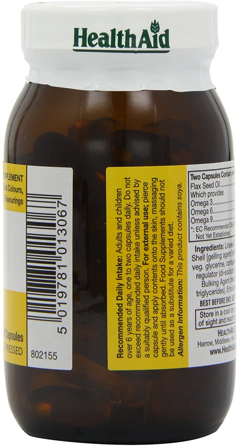 HealthAid Flaxseed Oil 1000mg - 60 Capsules, White, 60 count (Pack of 1) - Image 4