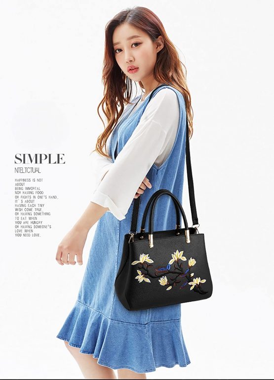 NICOLE&DORIS Fashion Sweet Handbag Women Crossbody Shoulder Bag Purse Tote Commuter PU Leather Black - Image 2