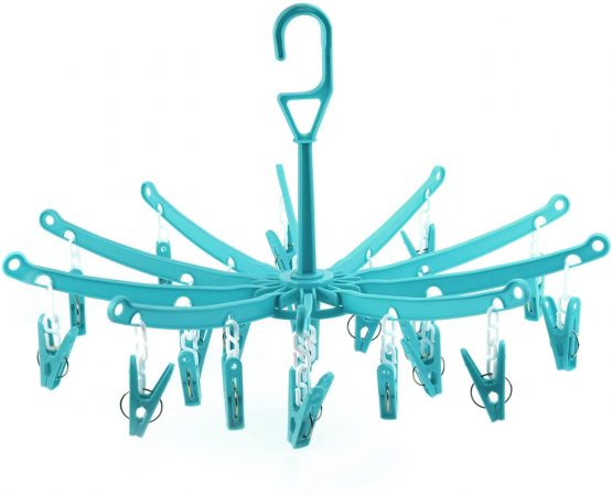 HANGERWORLD 20 Peg Blue Plastic Hanging Laundry Socks Lingerie Clothes Portable Indoor Outdoor Airer Dryer.